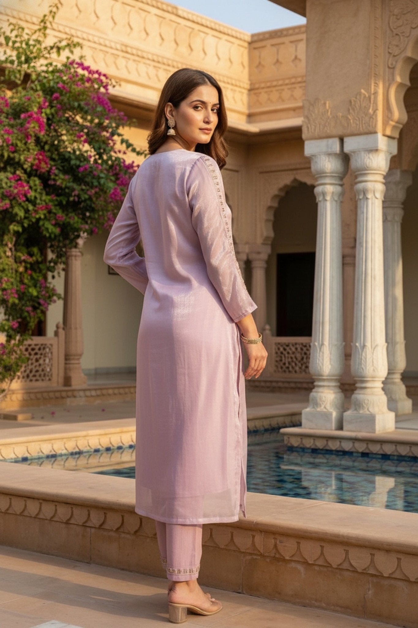 Lilac Embroidered Co-ord Set - Freyaa USA & Canada