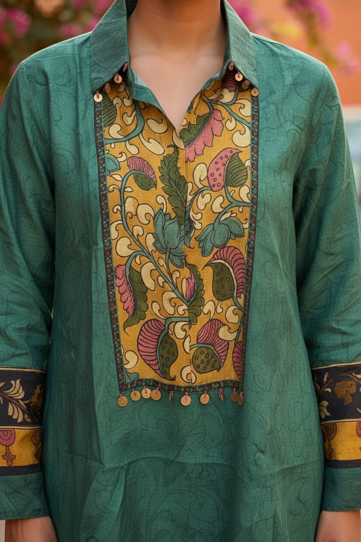 Chic Green Printed Satin Fashion Top - Freyaa USA & Canada