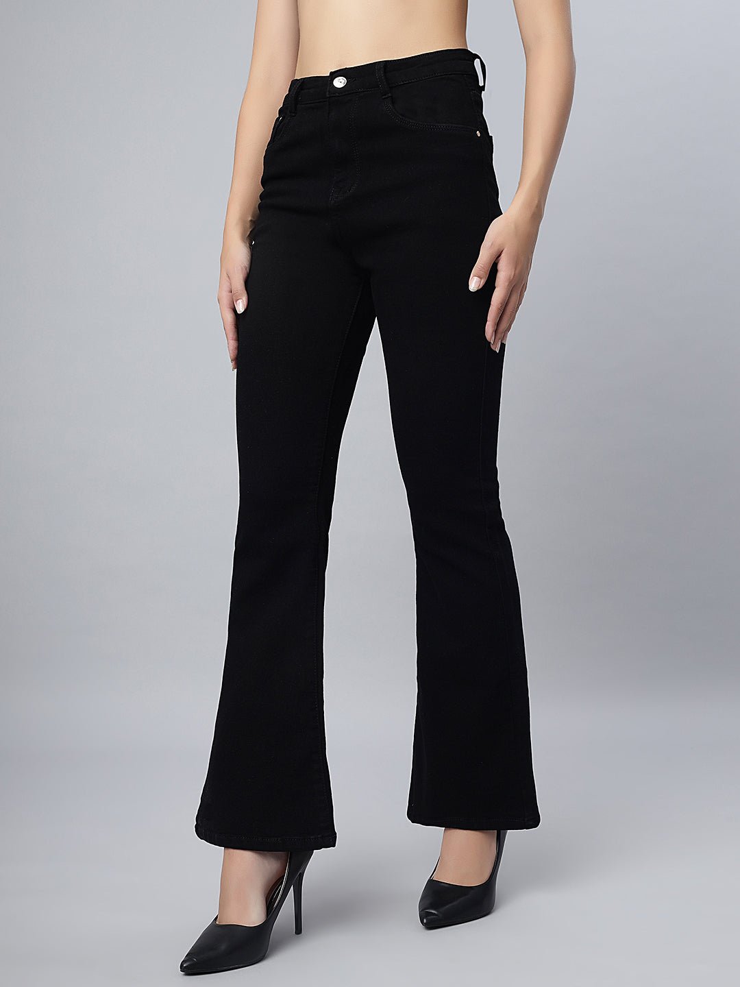 Black High-Rise Bootcut Jeans - Freyaa USA & Canada