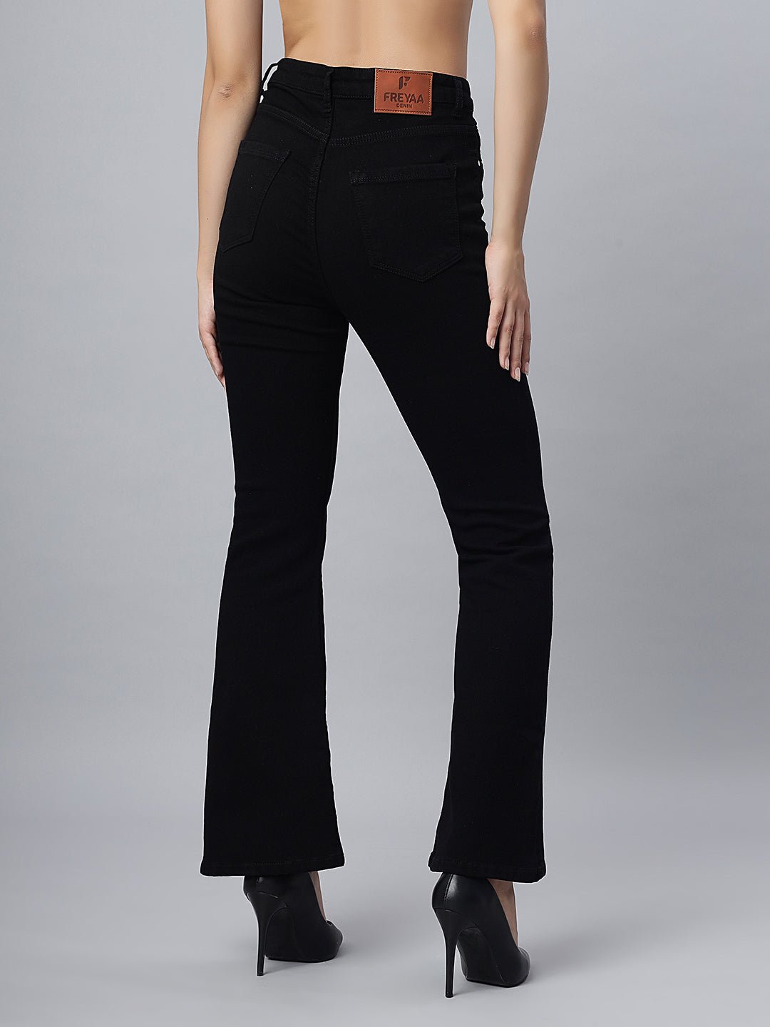 Black High-Rise Bootcut Jeans - Freyaa USA & Canada