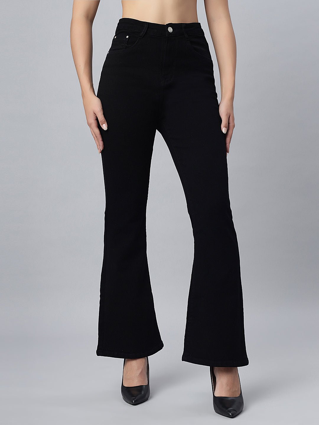 Black High-Rise Bootcut Jeans - Freyaa USA & Canada