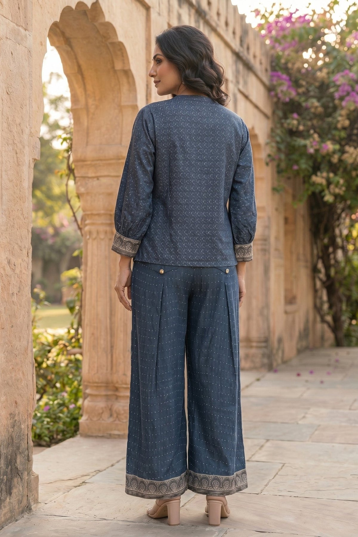 Blue Abstract Print Co-ord Set - Freyaa USA & Canada