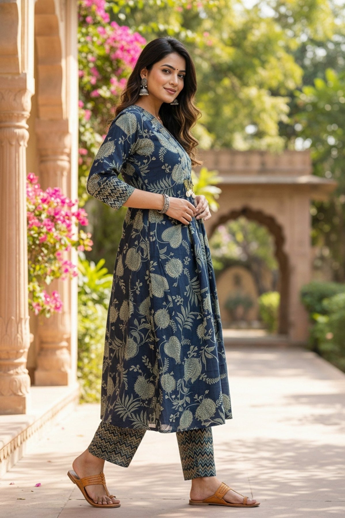 Green Aura Printed Co-ord with Kodi Embellished Top - Freyaa USA & Canada