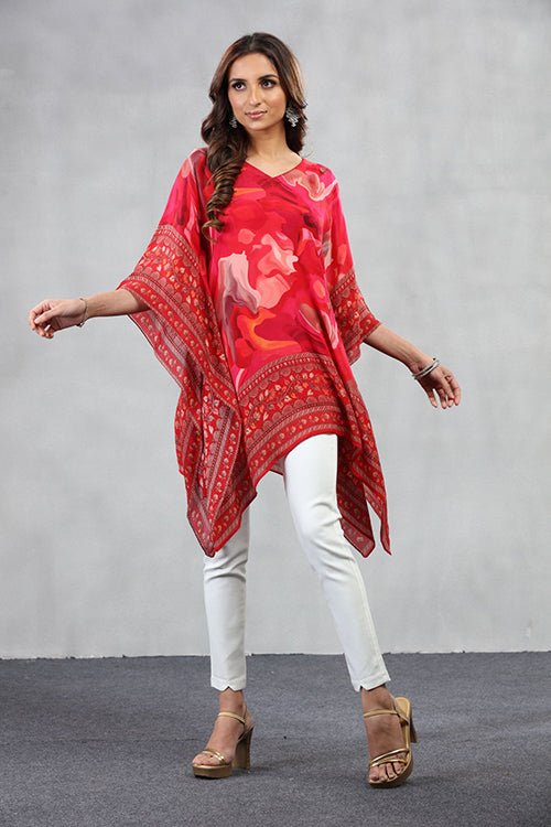 Abstract Printed Short Kaftan - Freyaa USA & Canada