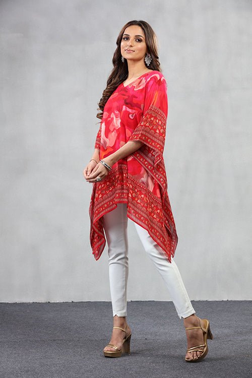 Abstract Printed Short Kaftan - Freyaa USA & Canada