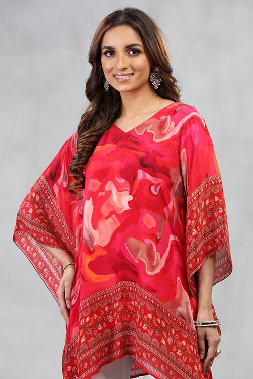 Abstract Printed Short Kaftan - Freyaa USA & Canada