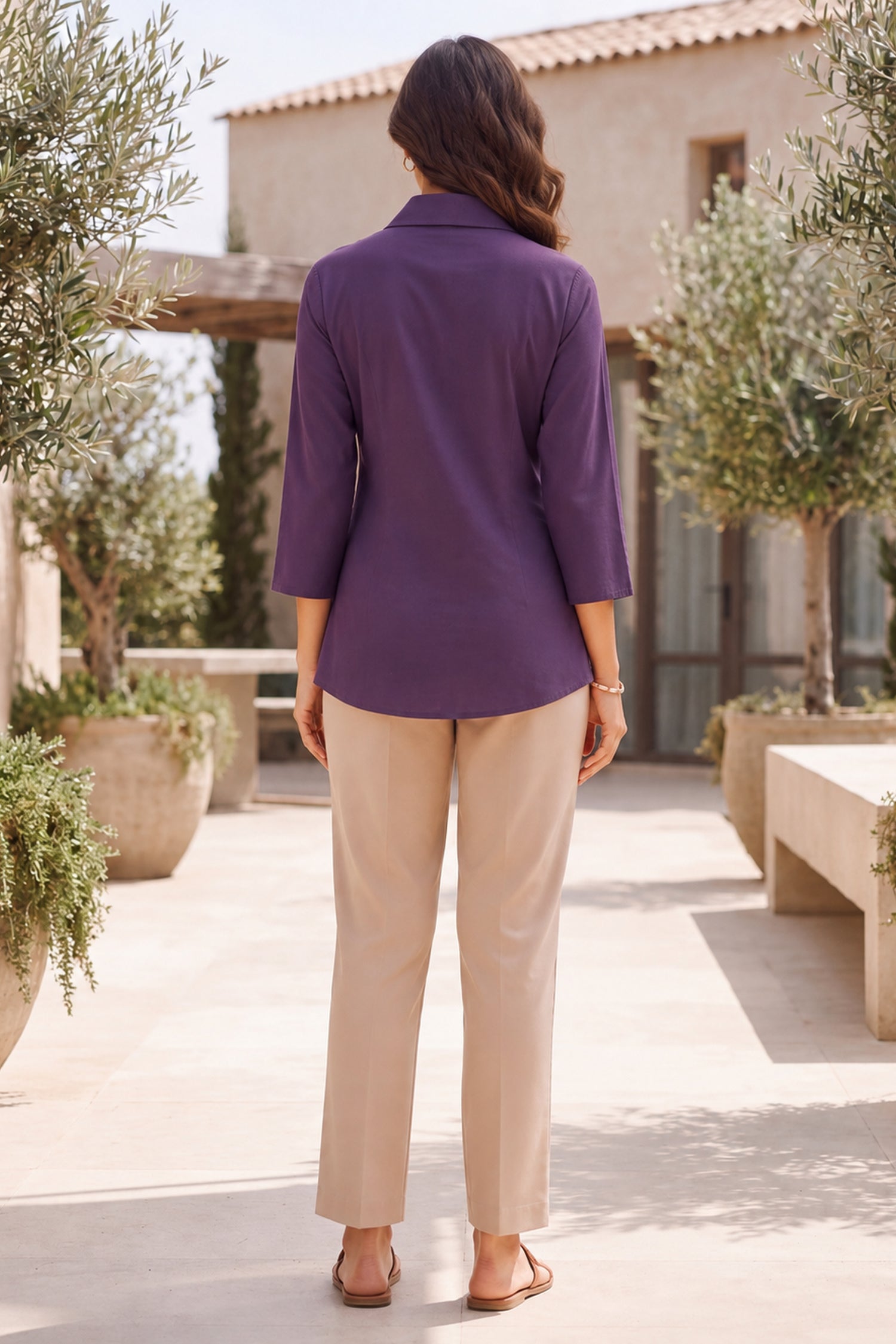 Plum Botanical Embroidered Shirt
