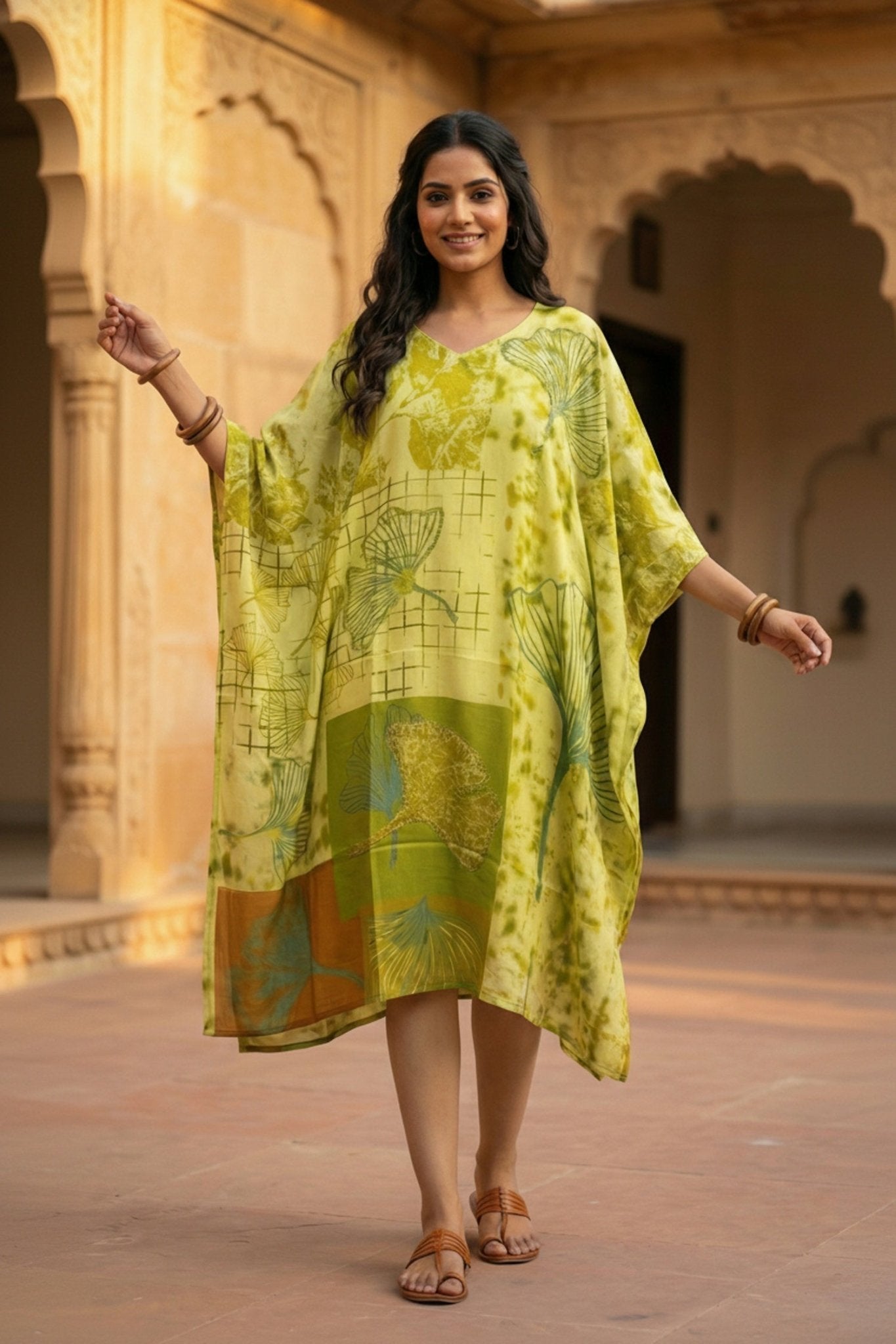Liril Viscose Long Kaftan - Freyaa USA & Canada