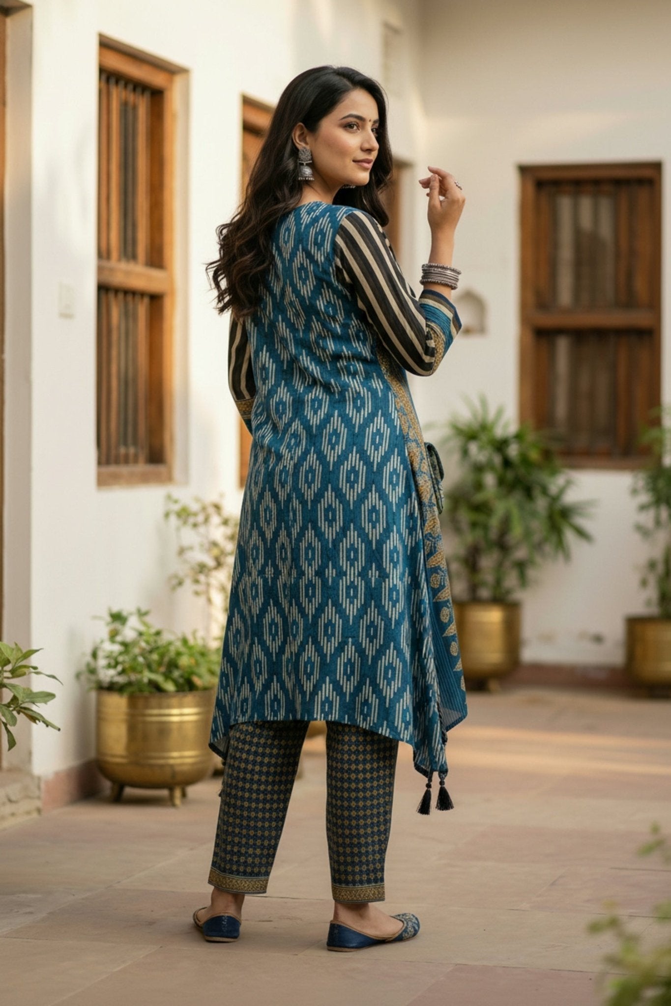 Aqua Elegance Embroidered Viscose Cord Set - Freyaa USA & Canada