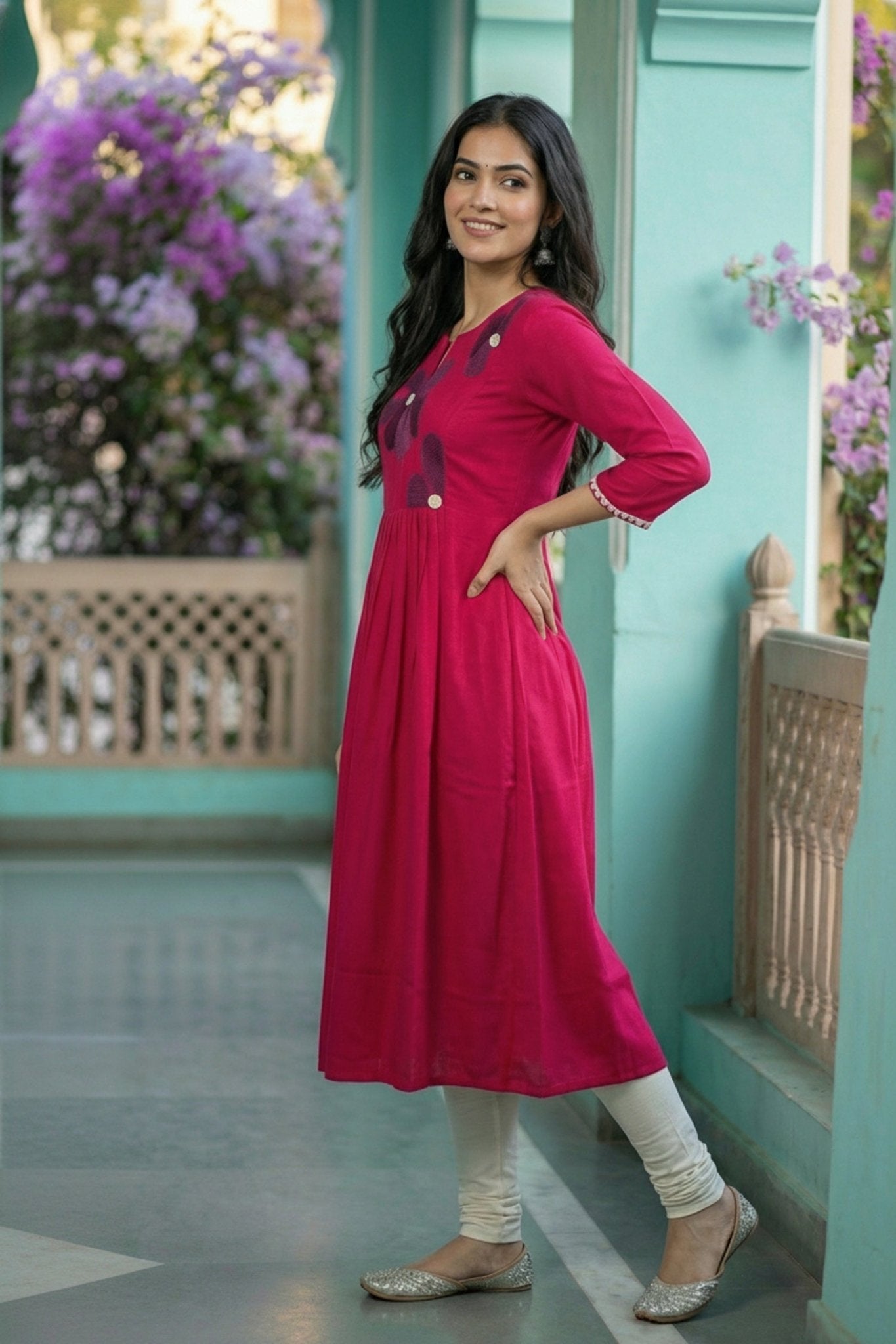 Pink Floral Cotton Co-ord Set - Freyaa USA & Canada