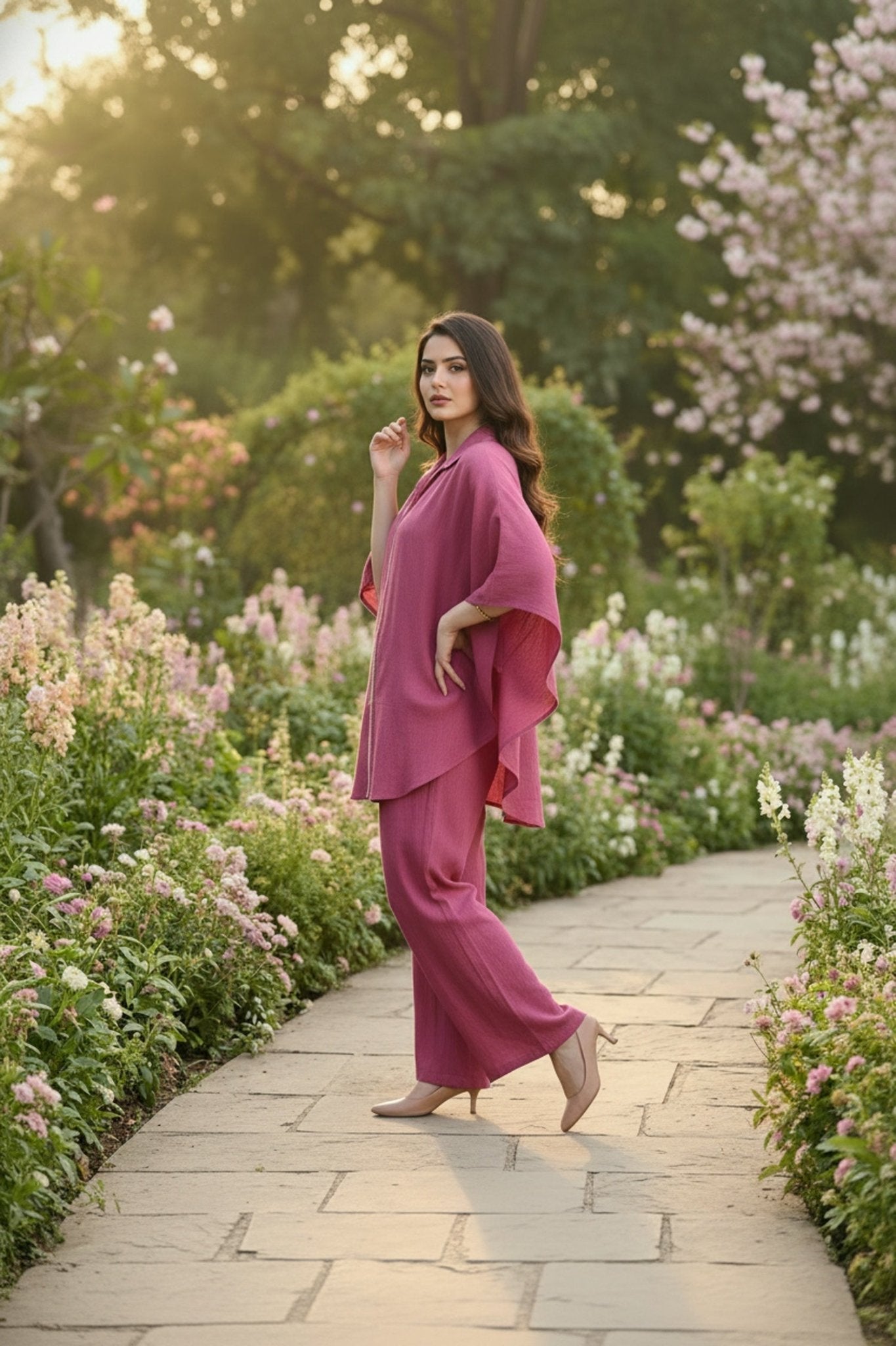 Onion Pink Kaftan Style Cord Set - Freyaa USA & Canada