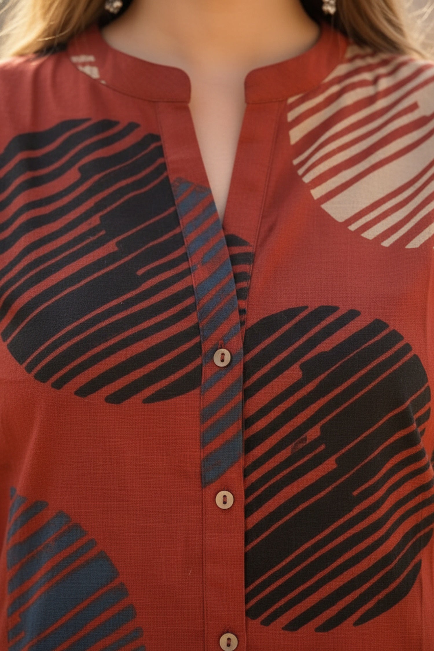 Red Cotton Printed Summer Top