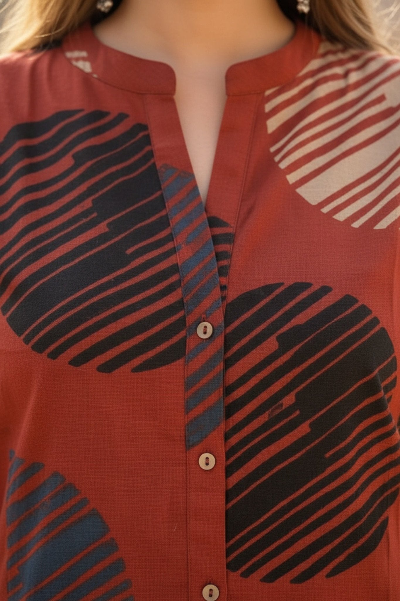 Red Cotton Printed Summer Top - Freyaa USA & Canada