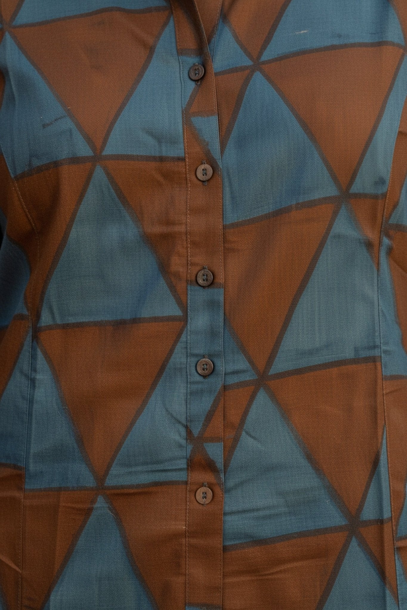 Brown Cotton Top with Geometric Design - Freyaa USA & Canada