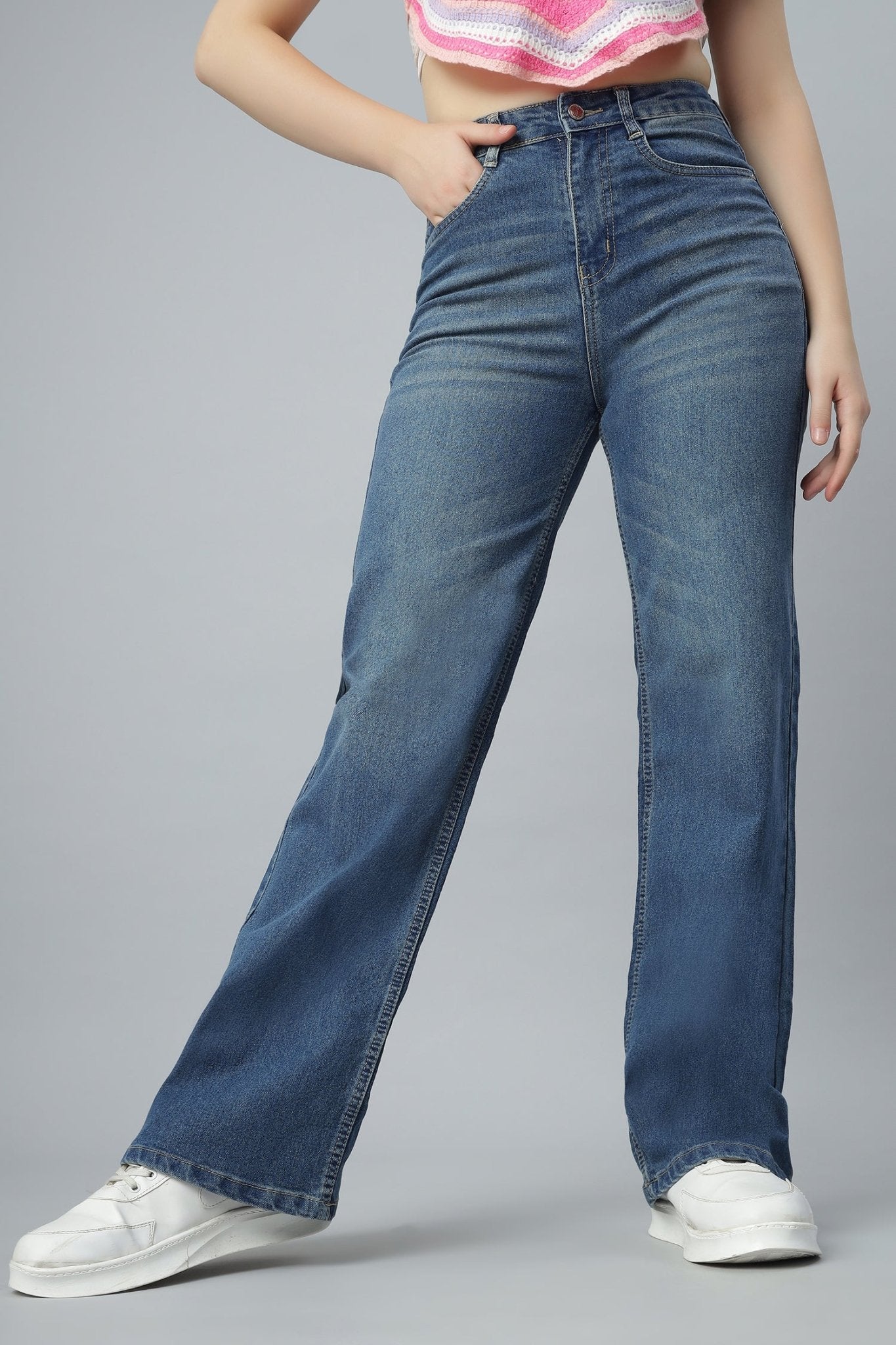 Straight Cut Blue Denim - Freyaa USA & Canada