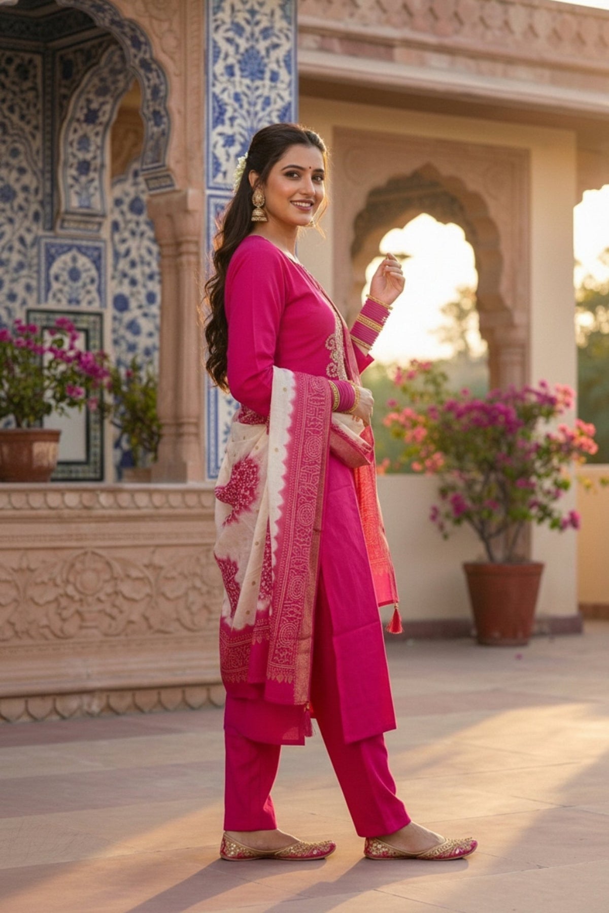 Royal Rani Straight-Cut Suit Set with Embroidered Kurta - Freyaa USA & Canada