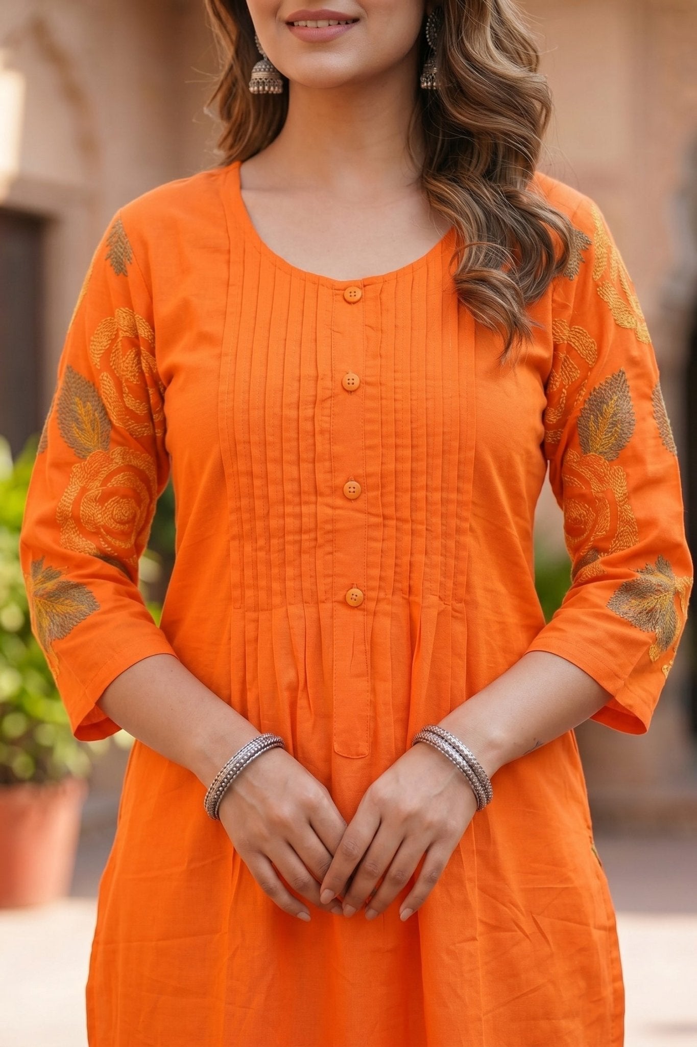 Modern Orange Cotton Style Co-ord Set - Freyaa USA & Canada