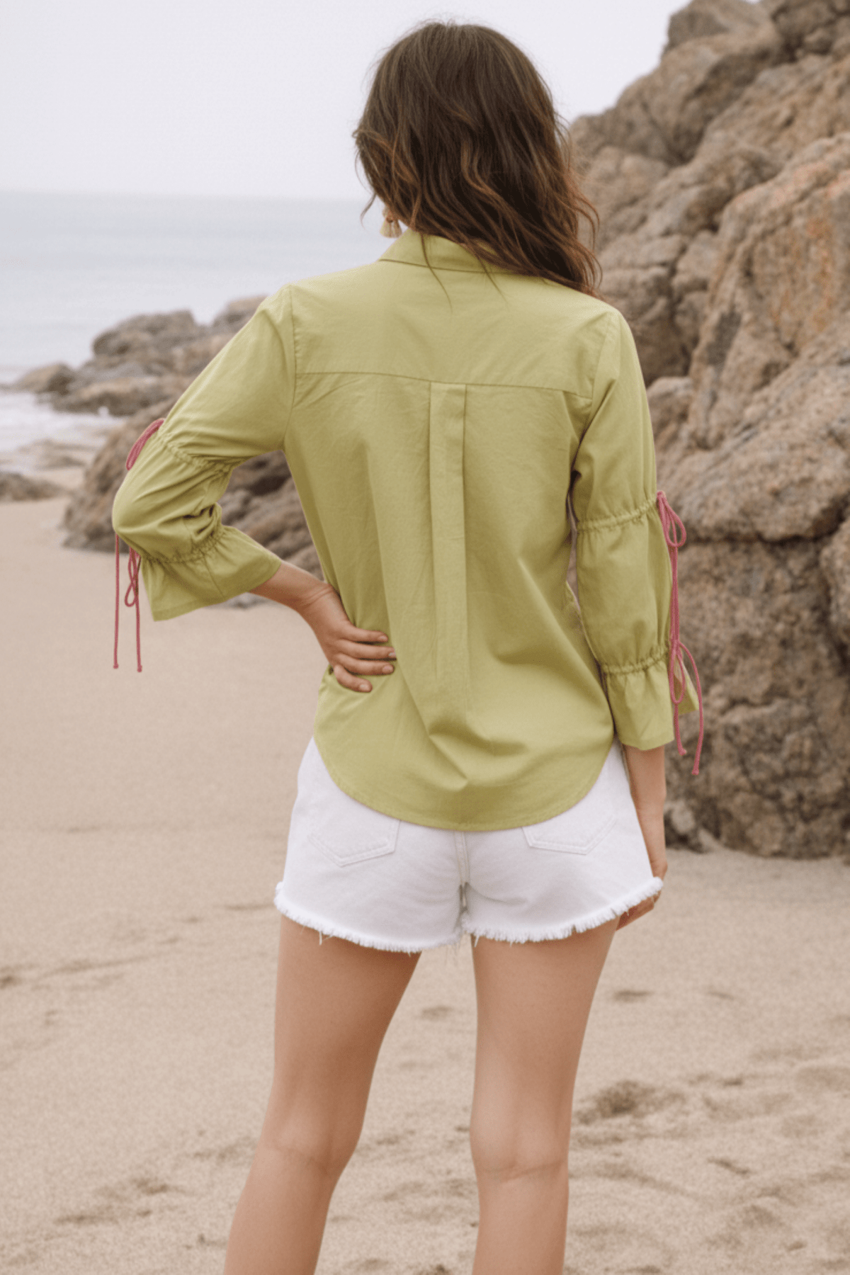 Relaxed Fit Printed Cotton Green Shirt. - Freyaa