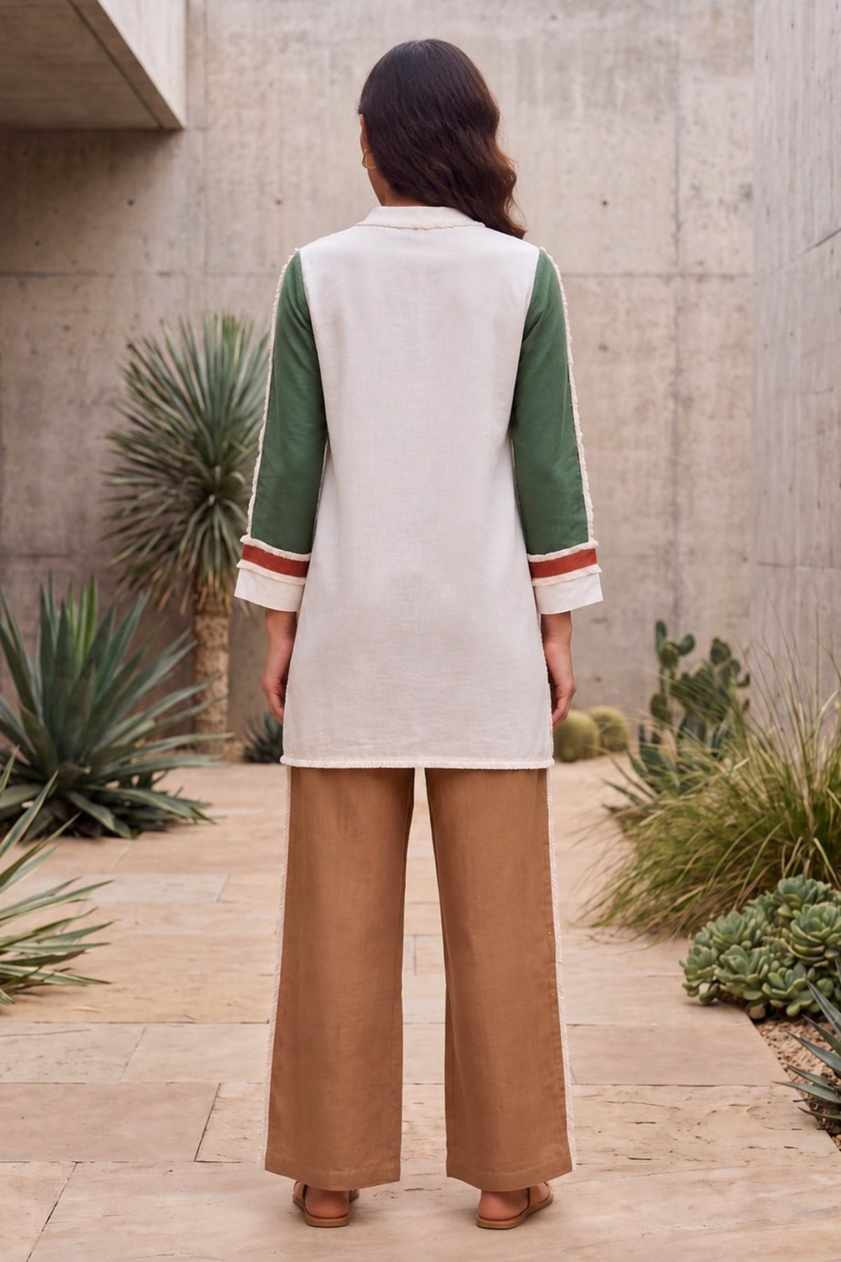 Stylish Colorblock Tunic & Trouser Cotton Co-Ord Set. - Freyaa
