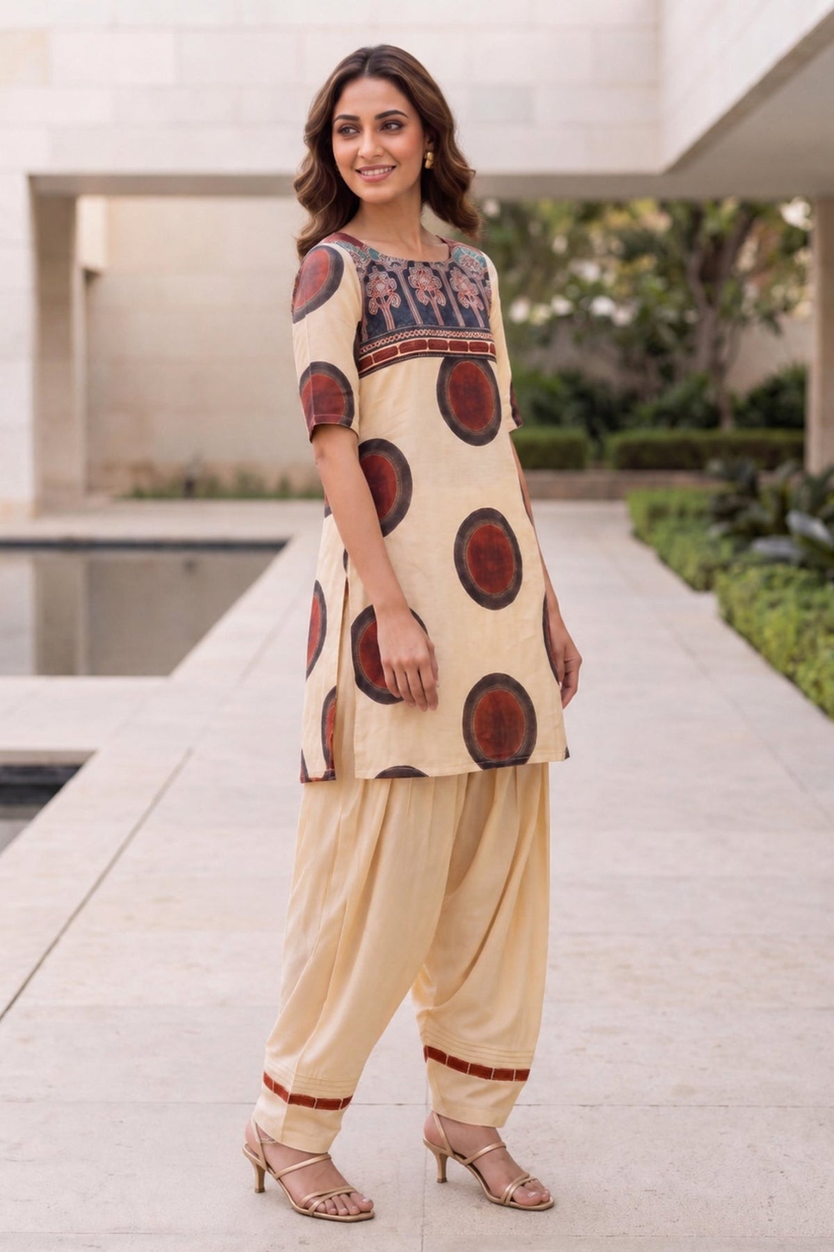Printed Cotton Farshi Salwar Kurta Co-Ord Set. - Freyaa