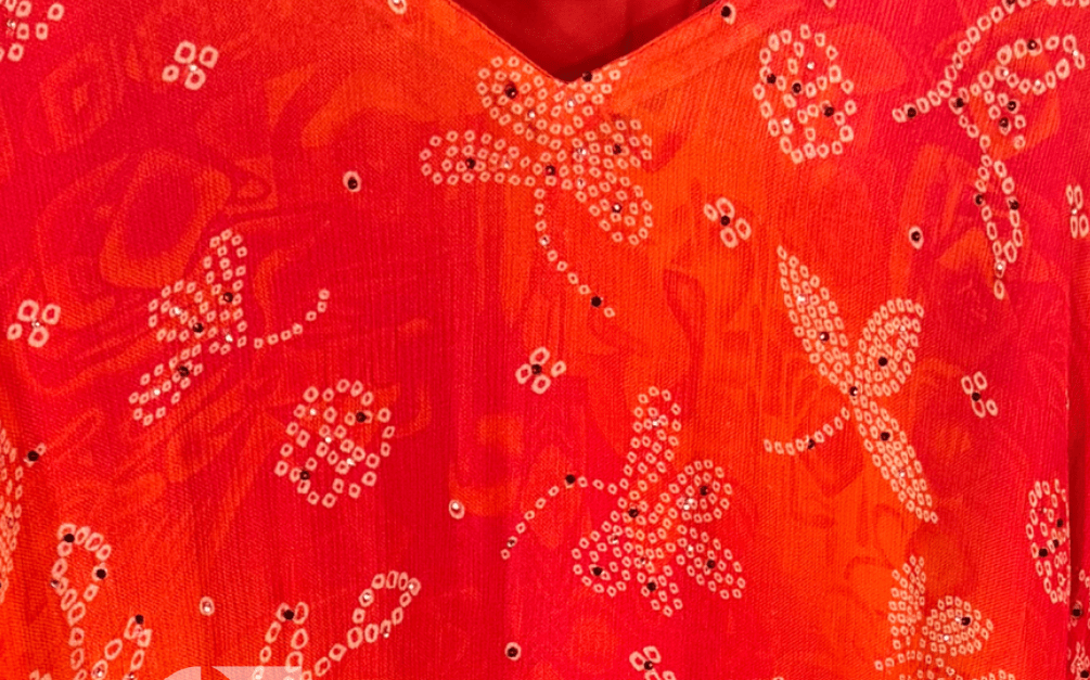 Freyaa Orange Printed V-Neck Short Kaftan Dress - Freyaa