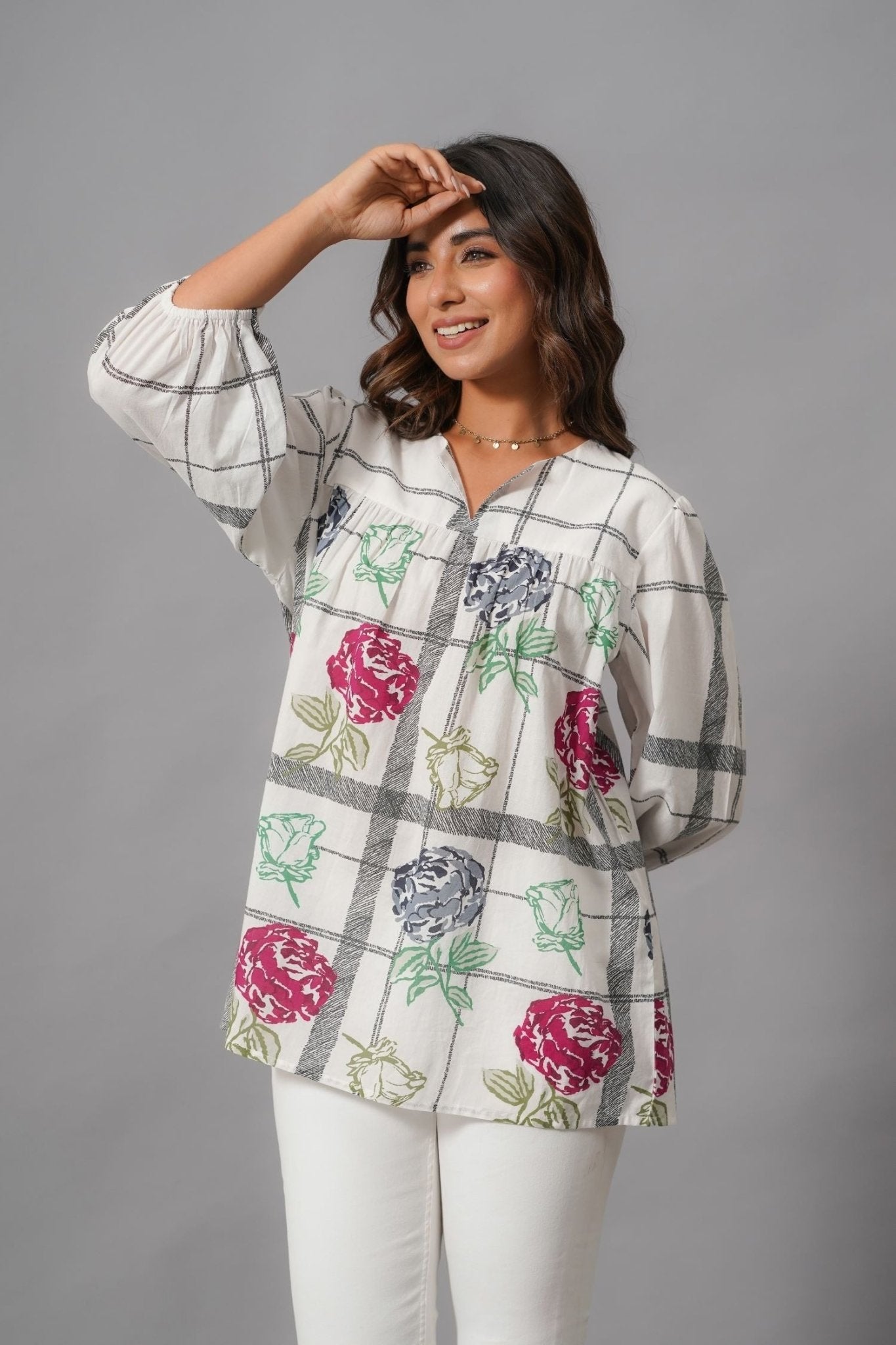 Classic Prints Off-White Top - Freyaa USA & Canada