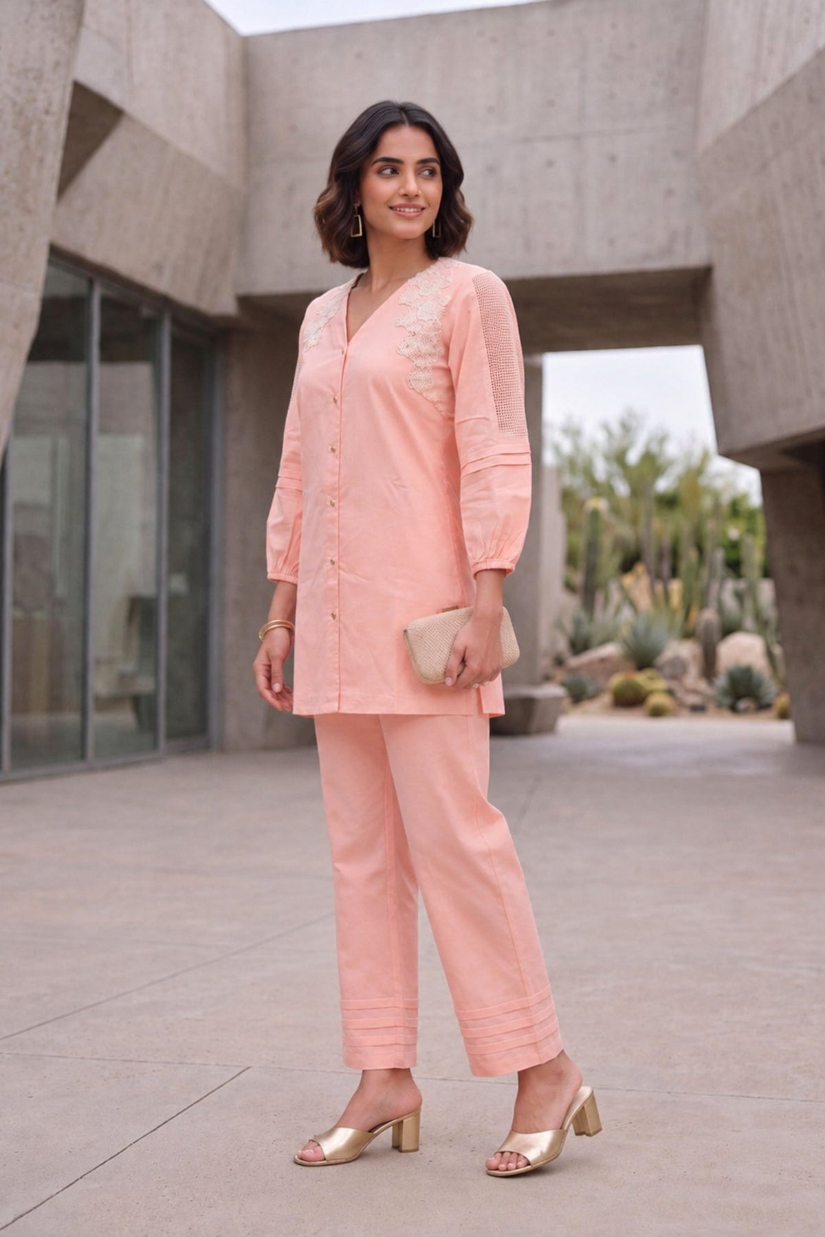 Blush Bloom Embroidered CordSet - Freyaa