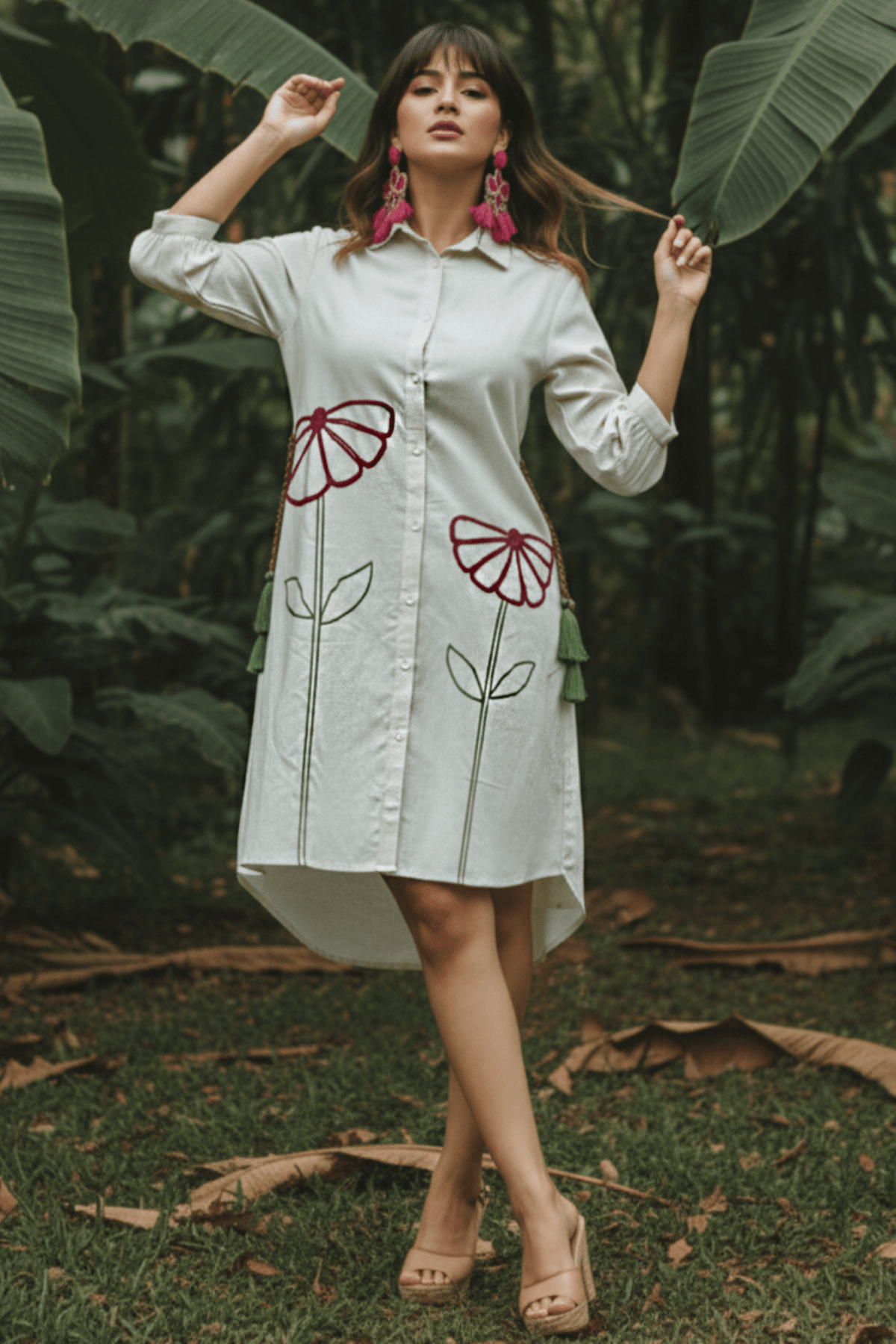 White High Low Relaxed Fit Shirt Dress - Freyaa USA & Canada
