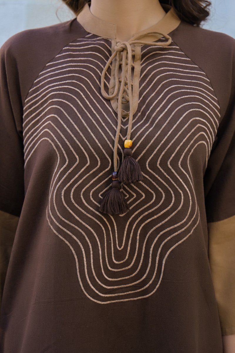 Oversized fit: Rich Cocoa Brown Tunic Dress - Freyaa USA & Canada