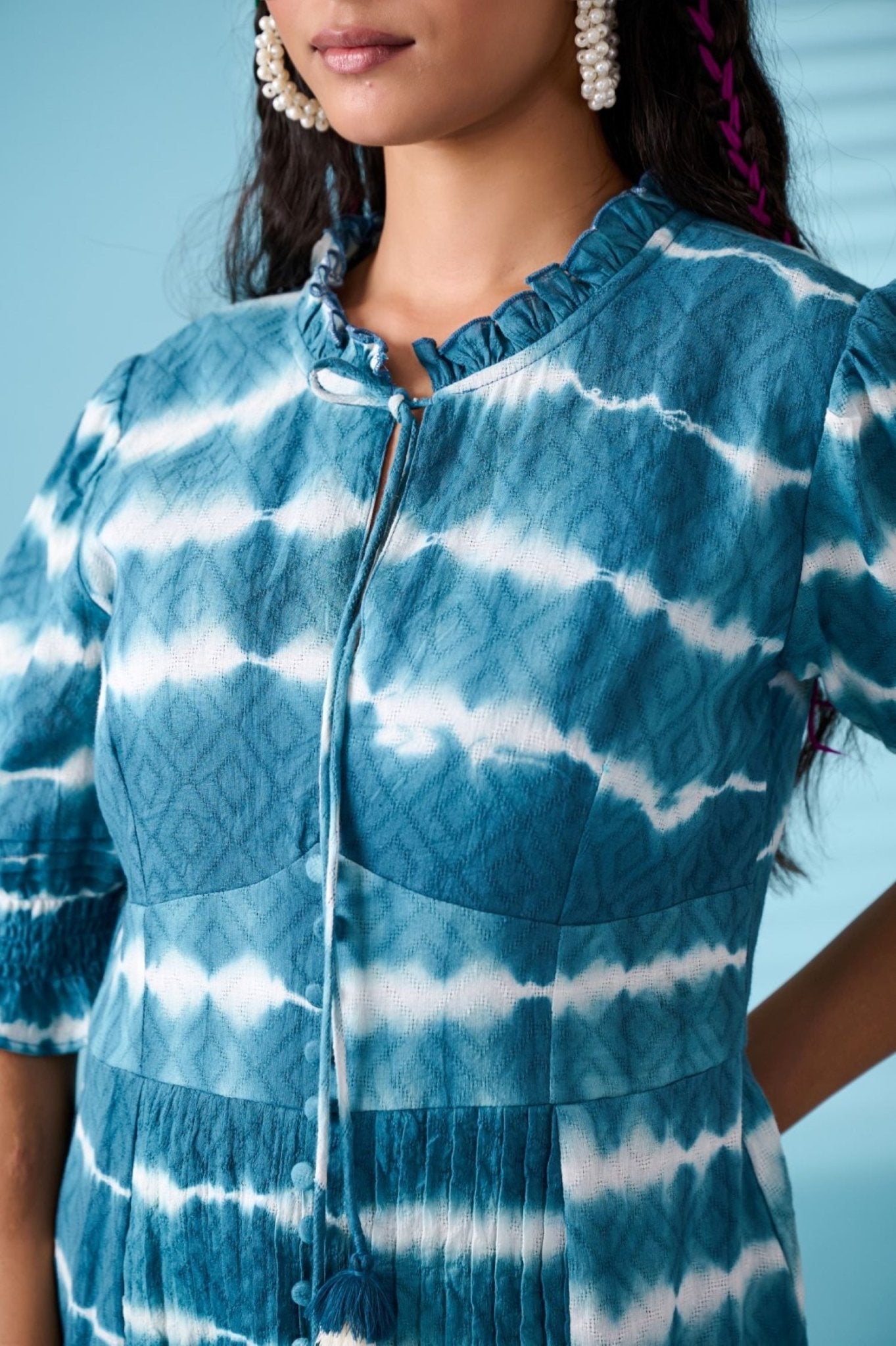 Ocean Breeze Blue Tie-Dye Dress - Freyaa USA & Canada