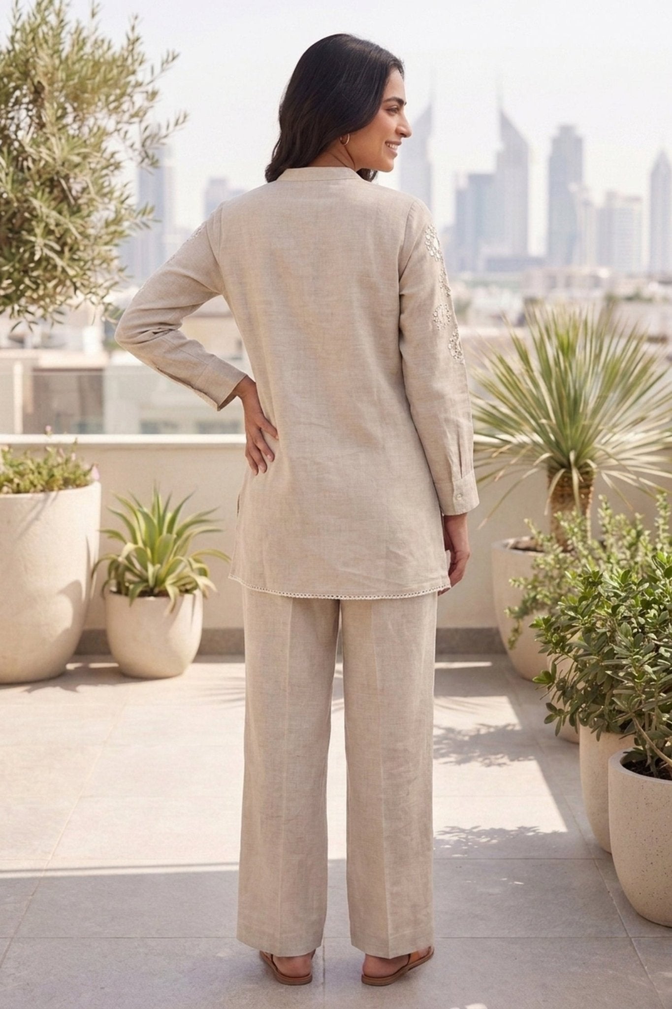 Relaxed Fit Jute Mirrorwork Cord Set - Freyaa USA & Canada