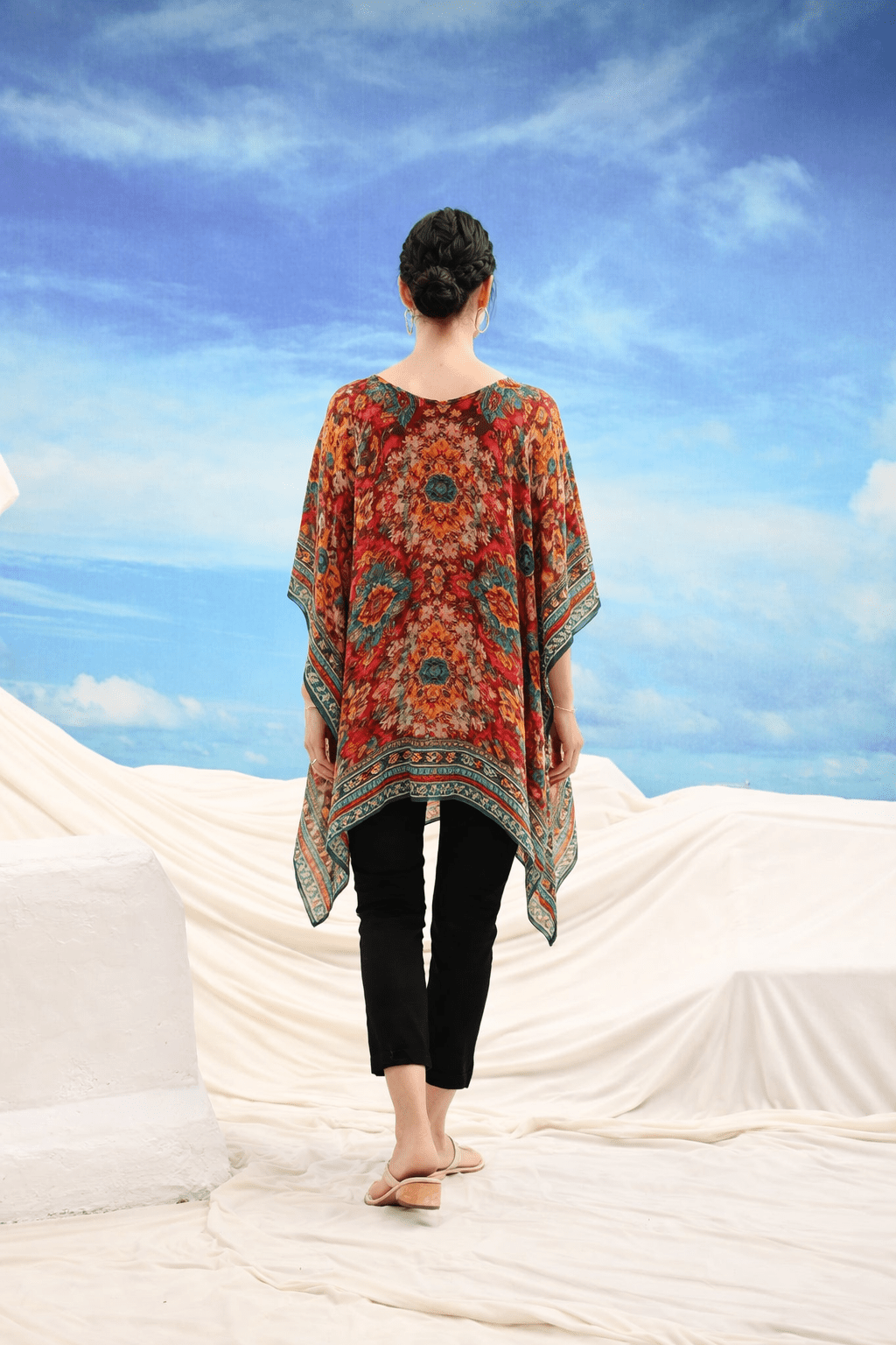 Freyaa Multicolor Printed Short Kaftan for Women - Freyaa USA & Canada