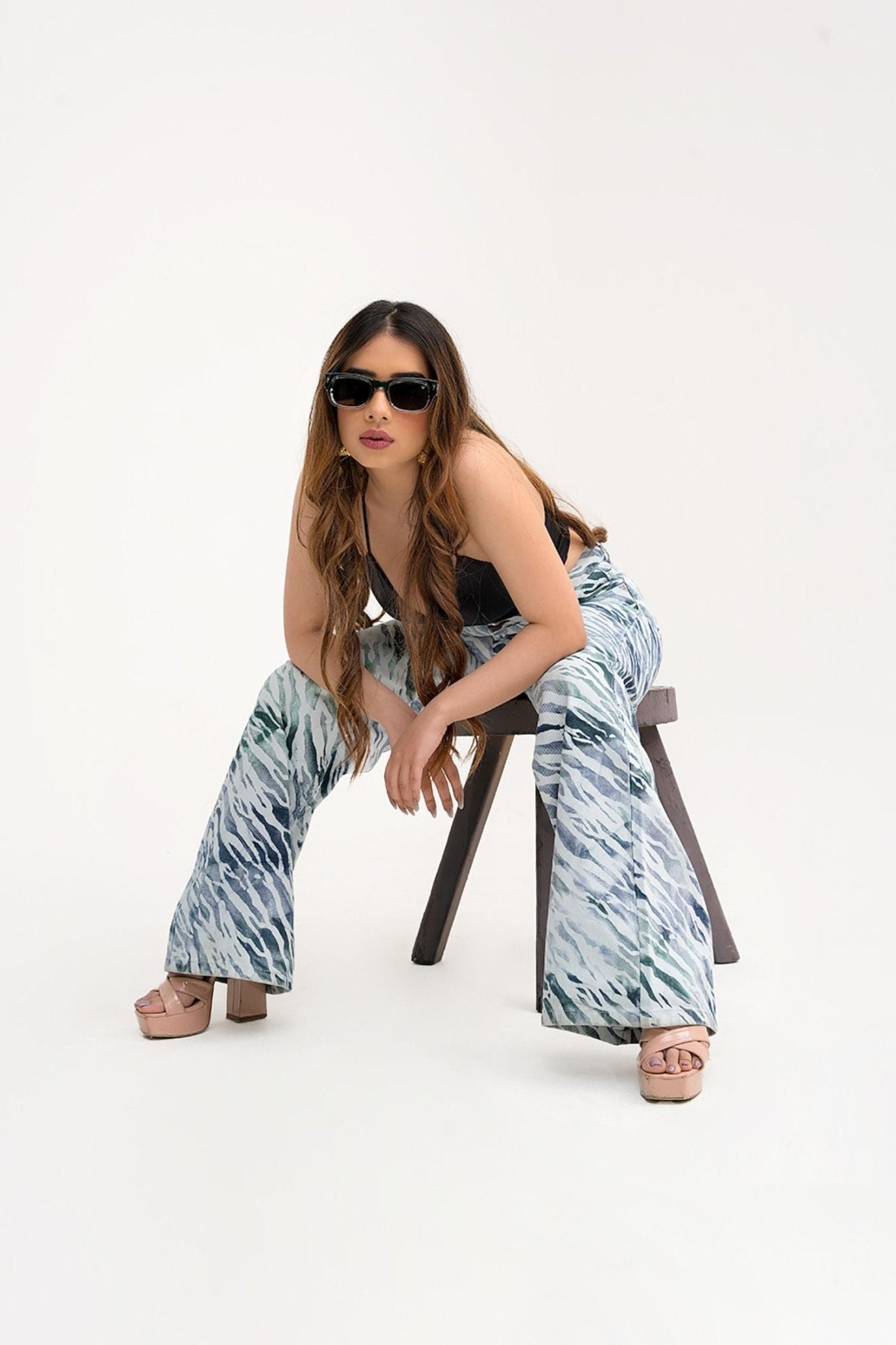 Patterned Charm Denim Pants - Freyaa USA & Canada
