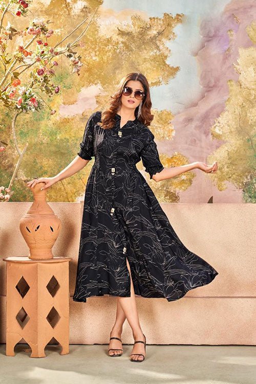 Muslin Floral Print Midi Dress - Freyaa USA & Canada