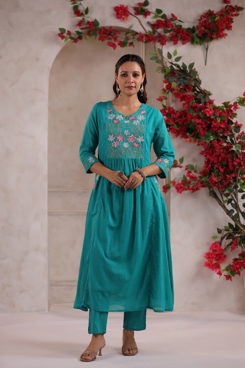 Rama Elegance Handworked A-Line Suit with Dupatta - Freyaa USA & Canada