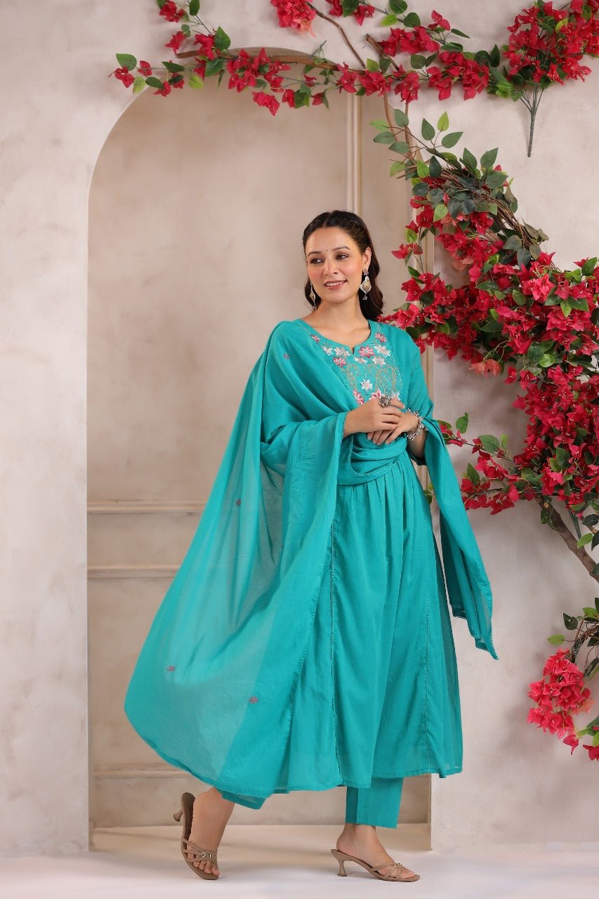 Rama Elegance Handworked A-Line Suit with Dupatta - Freyaa USA & Canada