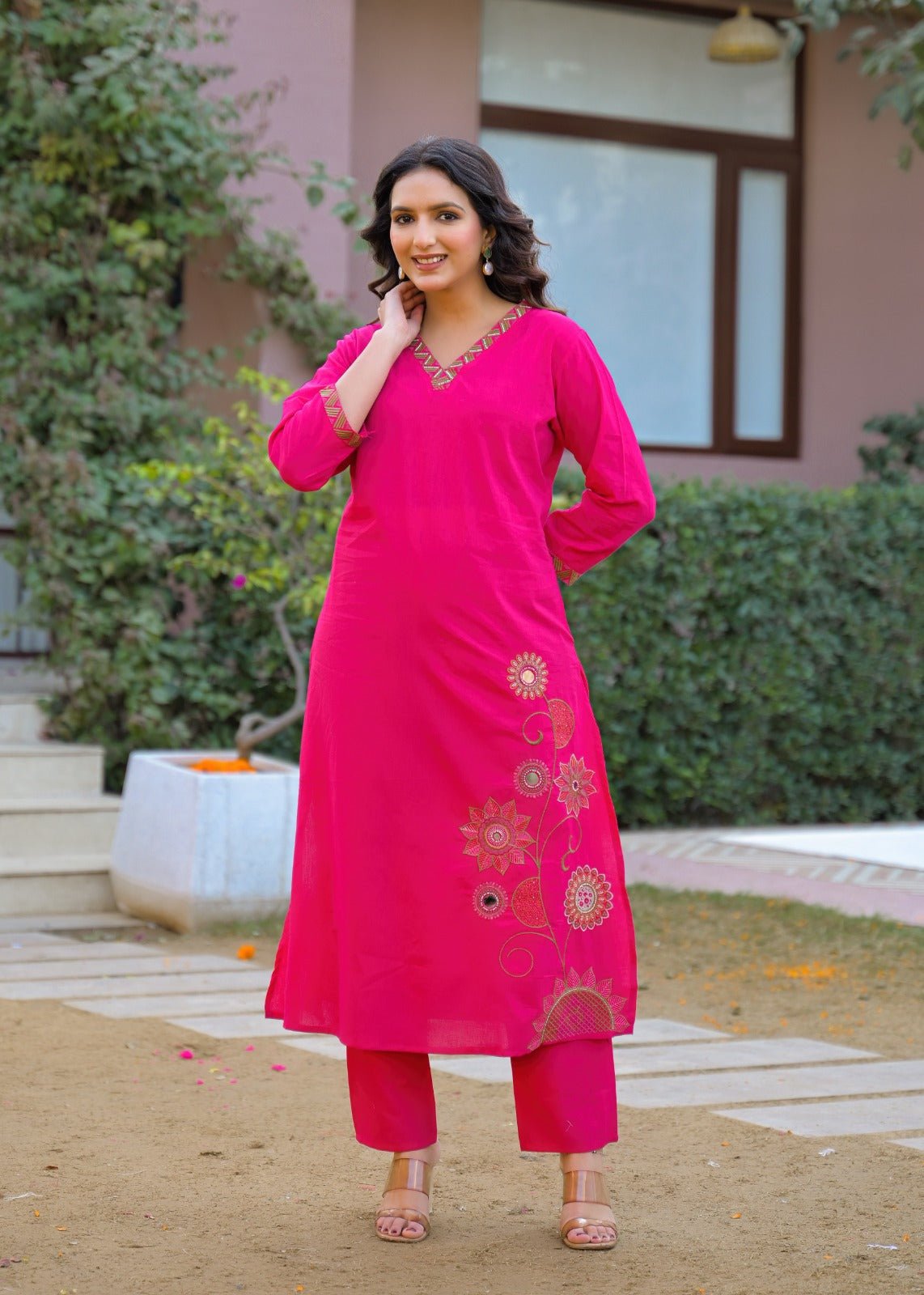 Rani Embroidered Cotton Co-ord Set - Freyaa USA & Canada