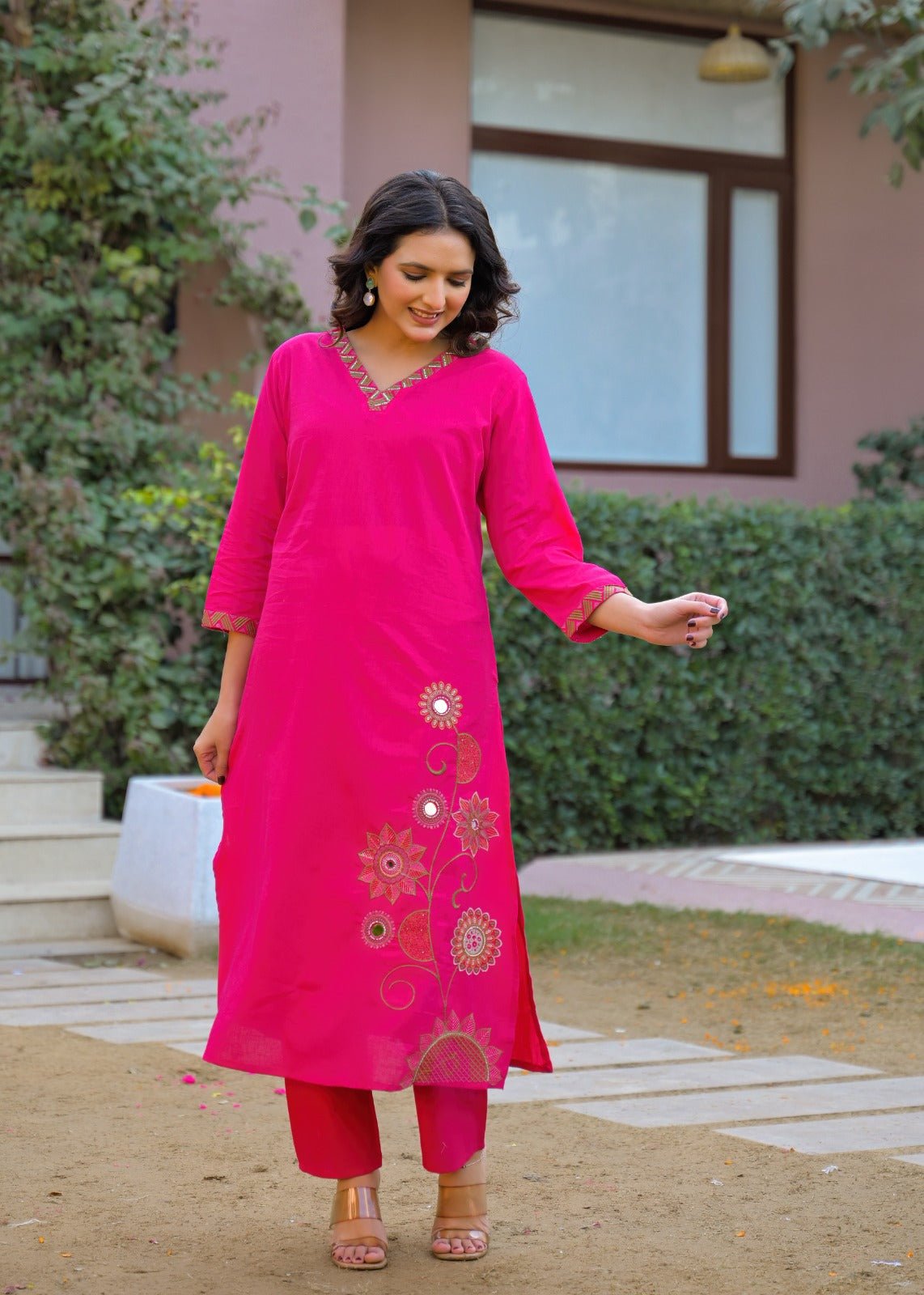 Rani Embroidered Cotton Co-ord Set - Freyaa USA & Canada