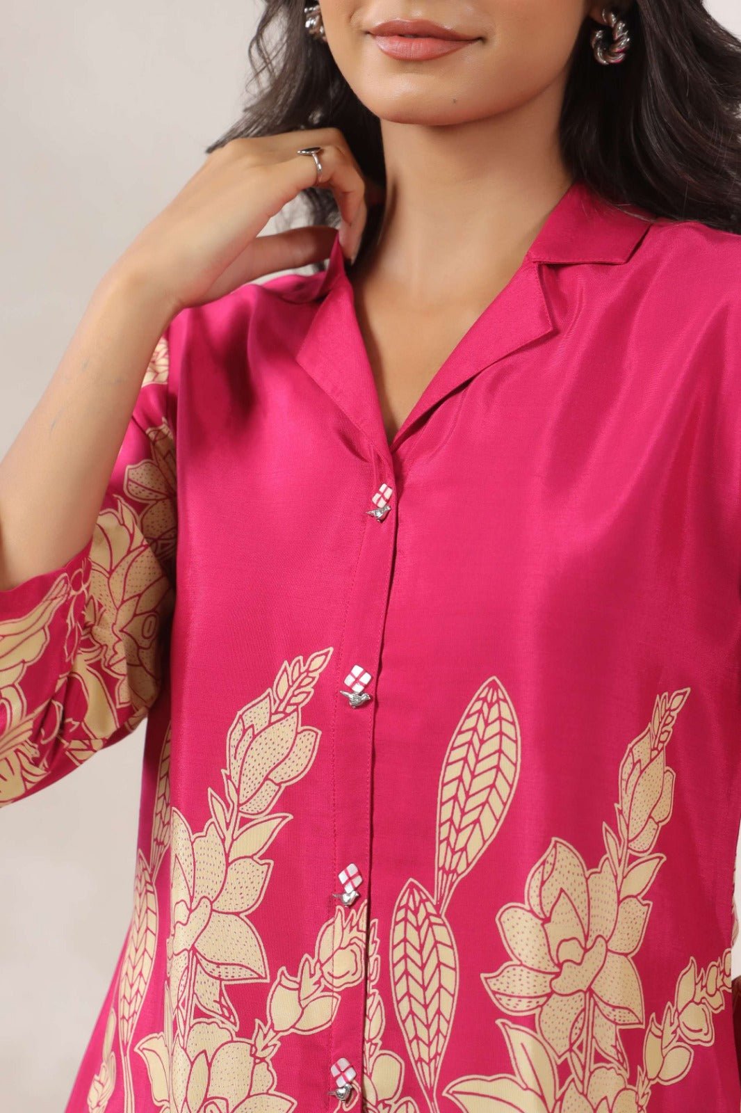 Rani Satin Shirt with Digital Print Design - Freyaa USA & Canada