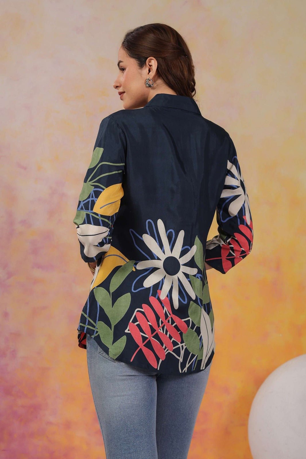 Blue Floral Printed Cotton Top - Freyaa USA & Canada