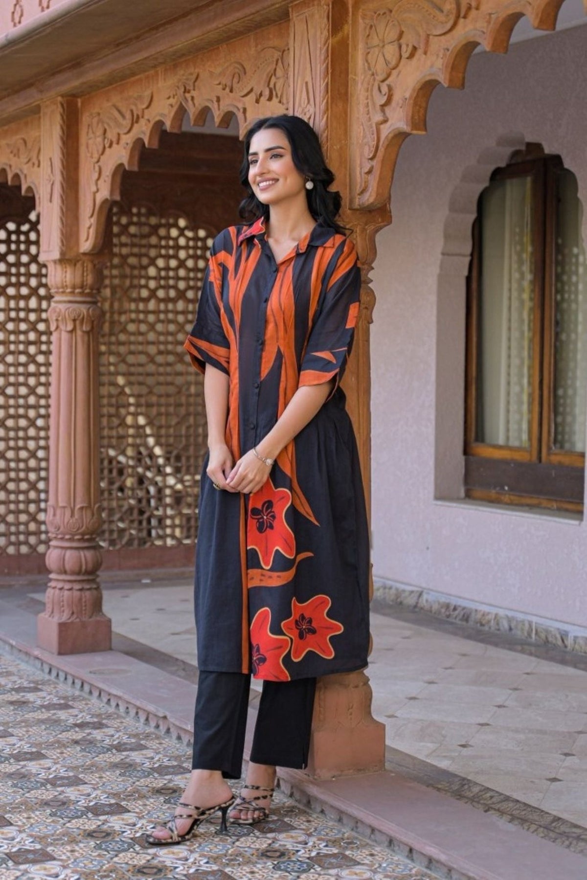 Navy & Orange Abstract Cord Set - Freyaa USA & Canada