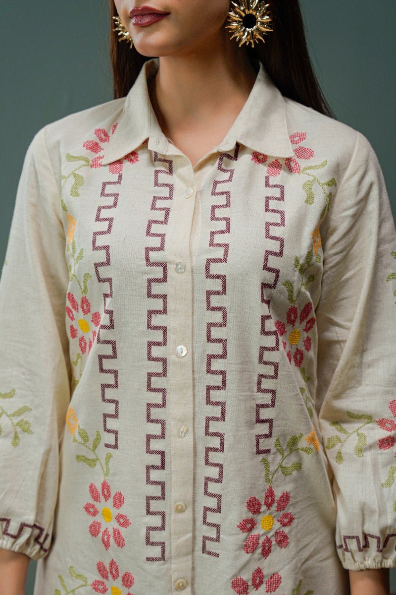 Relaxed Fit Collar Shirt Button Down Tunic Dress - Freyaa USA & Canada