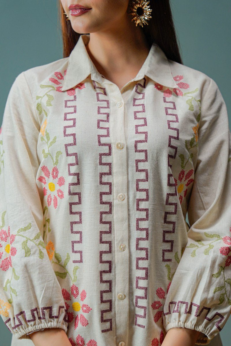 Relaxed Fit Collar Shirt Button Down Tunic Dress - Freyaa USA & Canada