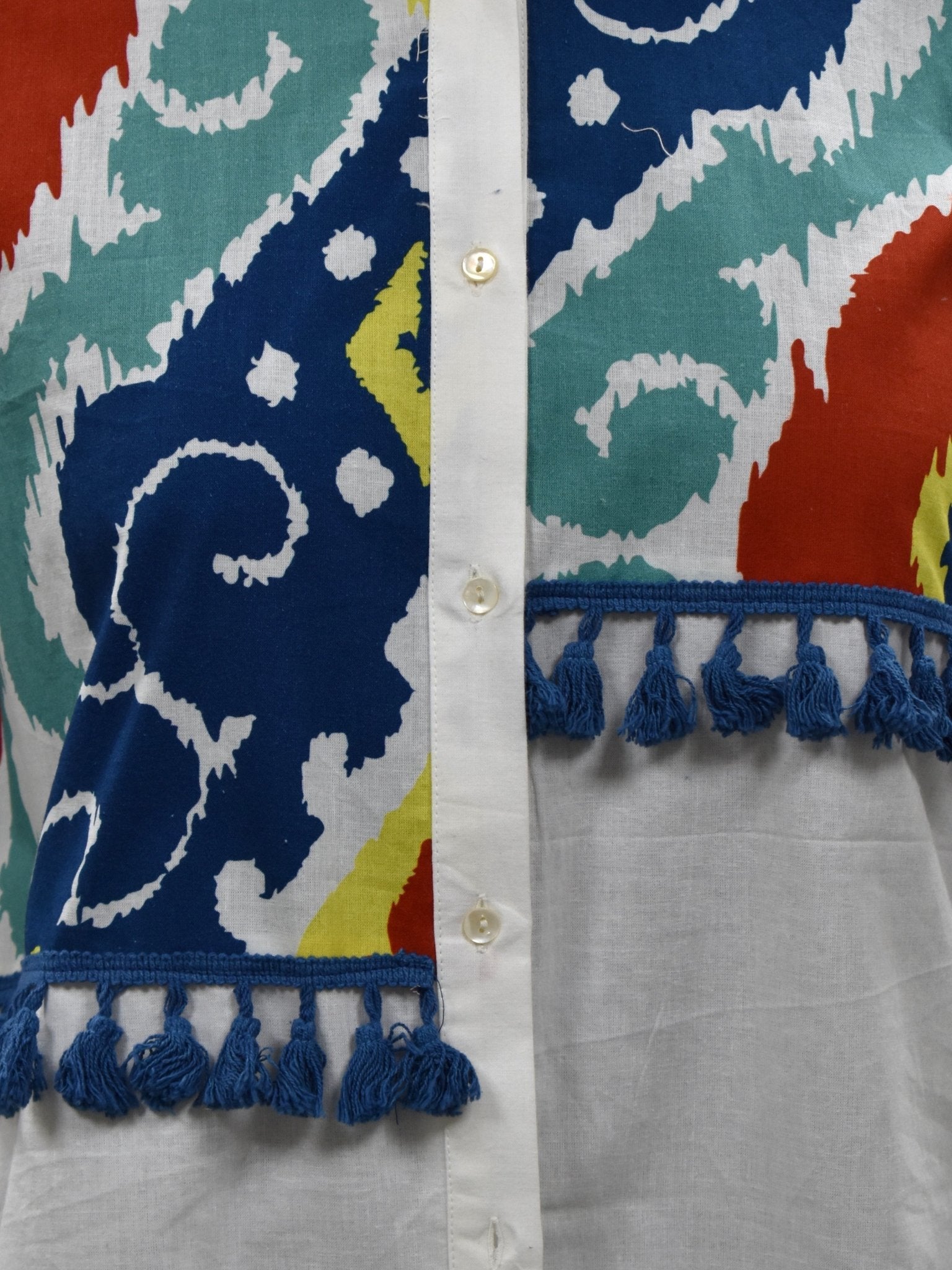 White Multicolor Thread Embroidered Cotton Shirt - Freyaa USA & Canada
