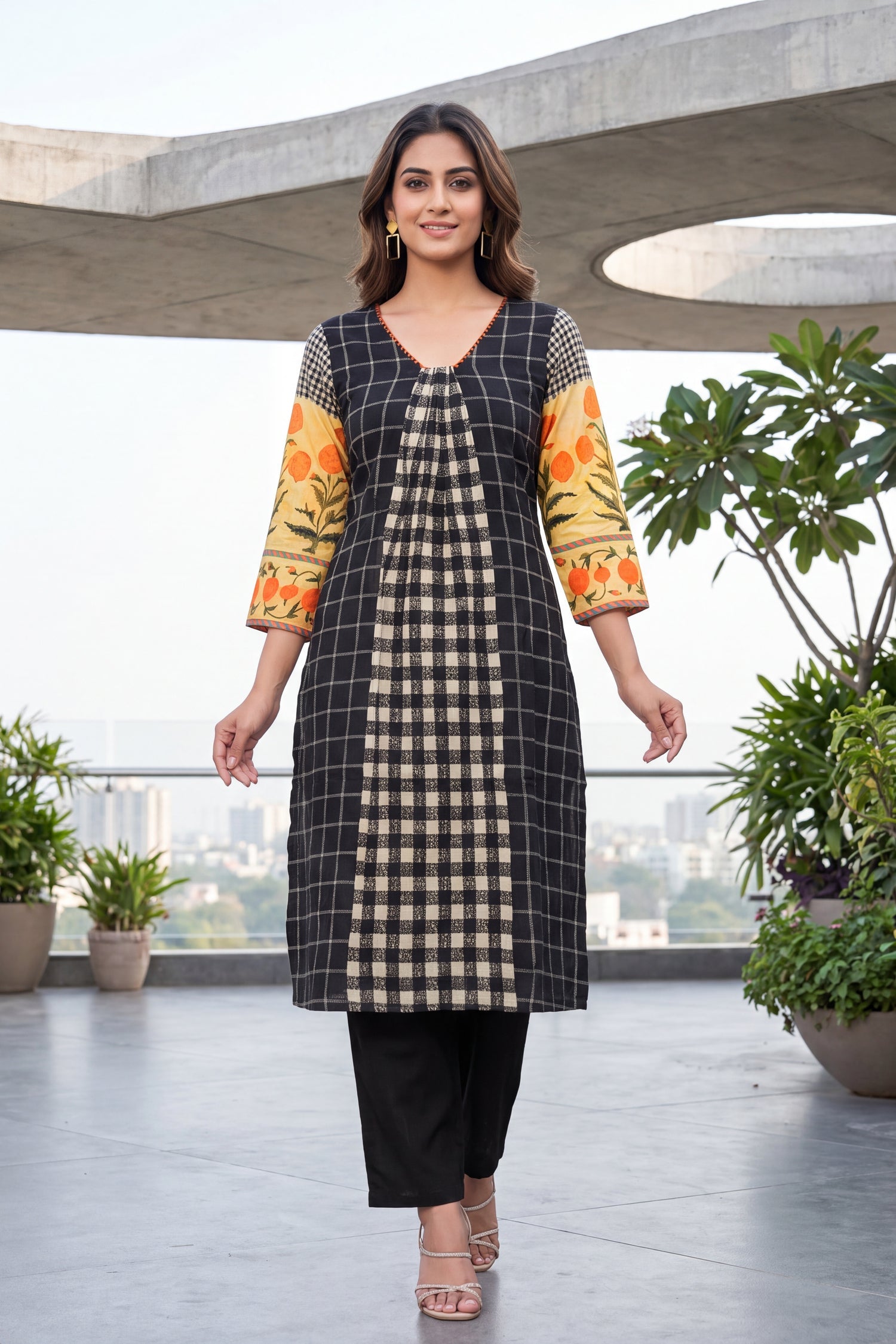 Noir Check & Citrus Print CordSet