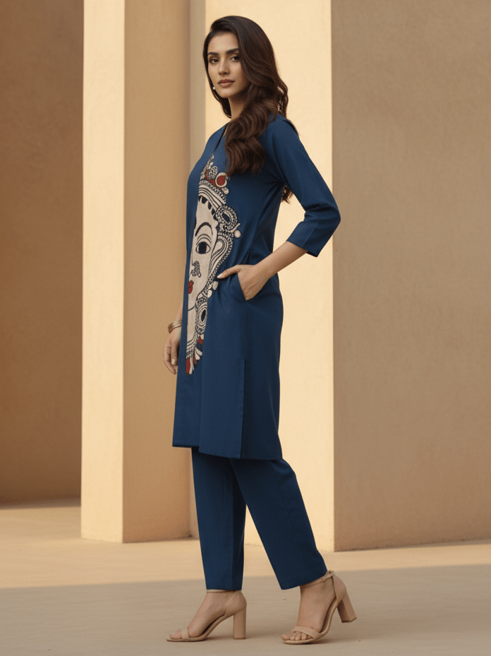 Elegant Blue Printed Co-ord Set - Freyaa USA & Canada