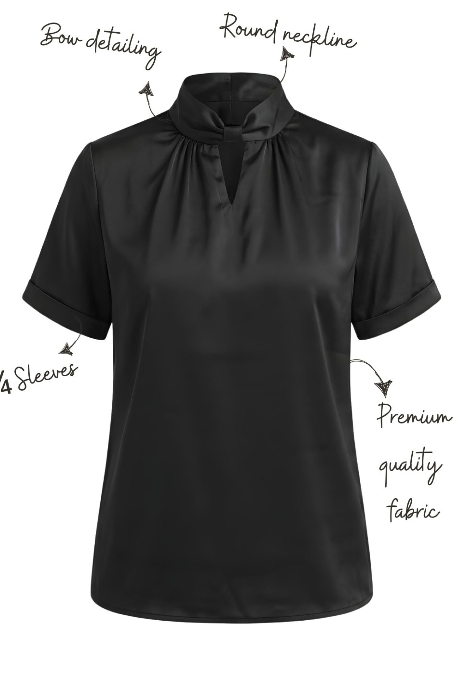 Black Satin Keyhole Neck Top