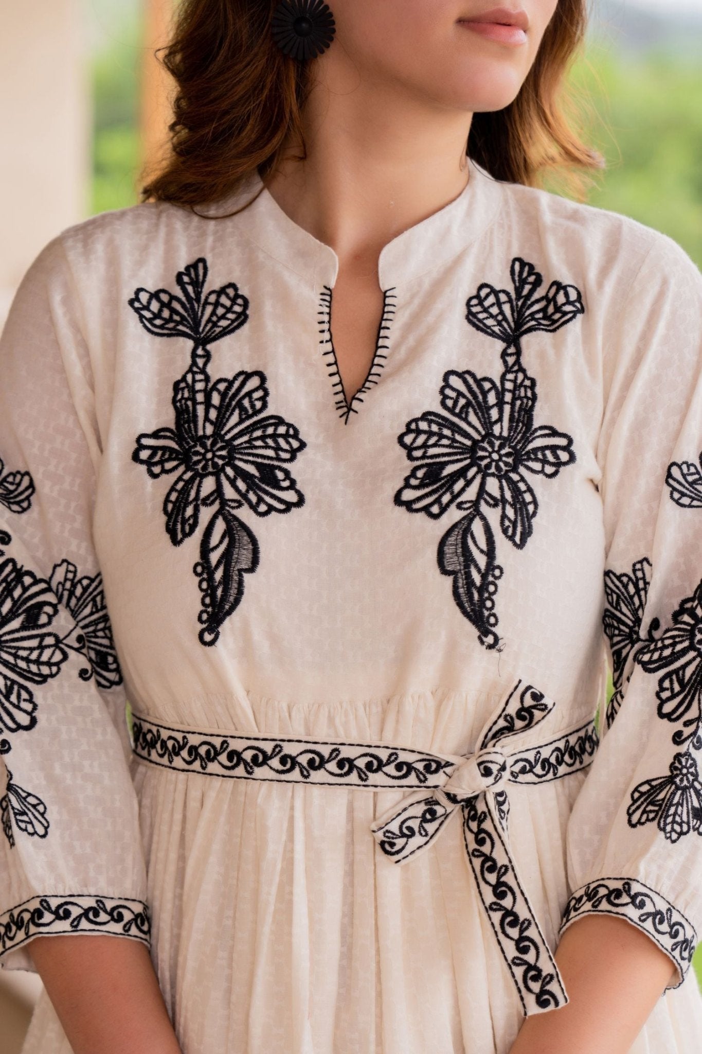 The Off-White Embroidered Tunic - Freyaa USA & Canada