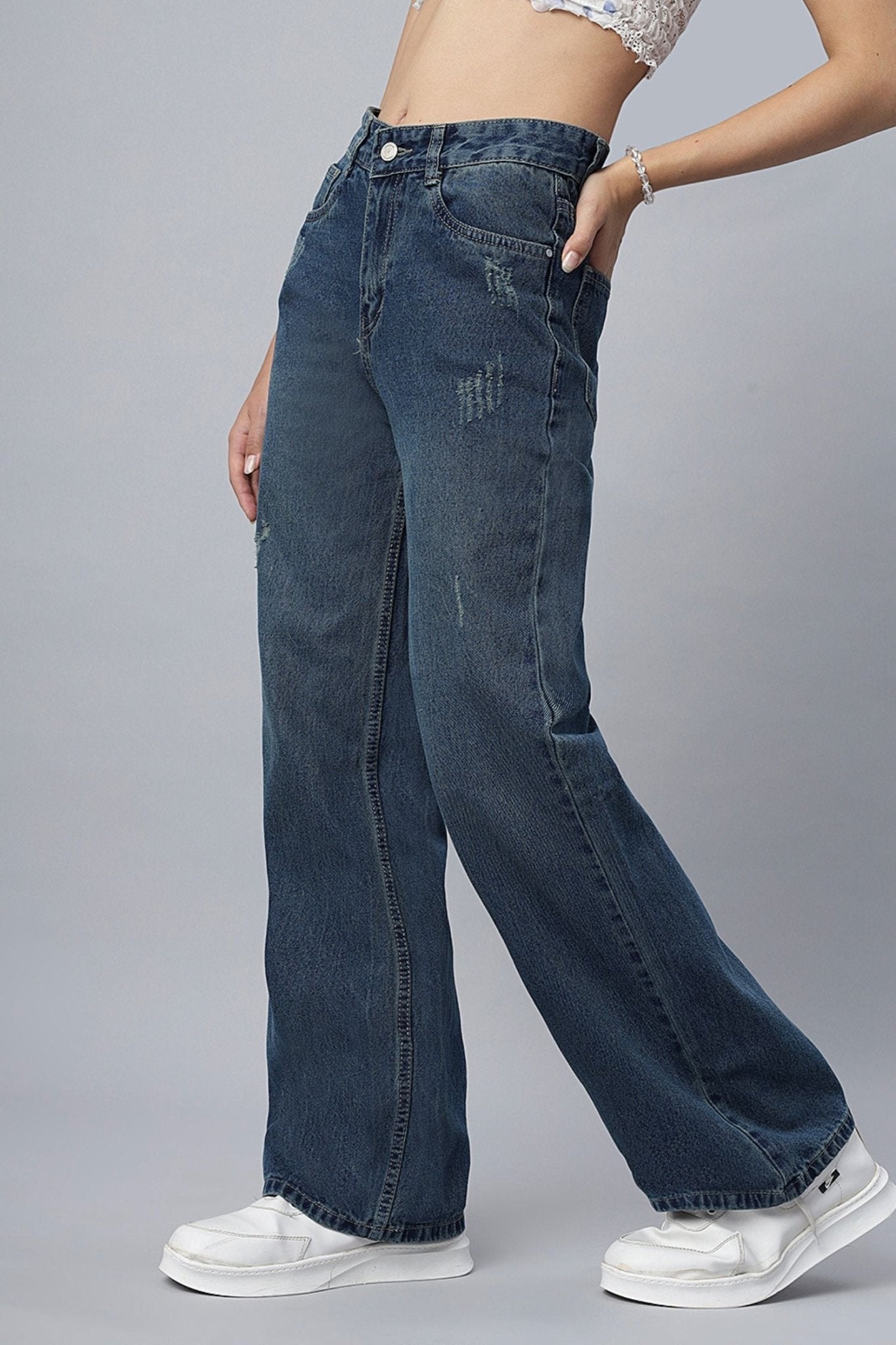 Vintage Straight-Leg Ripped Jeans - Freyaa USA & Canada