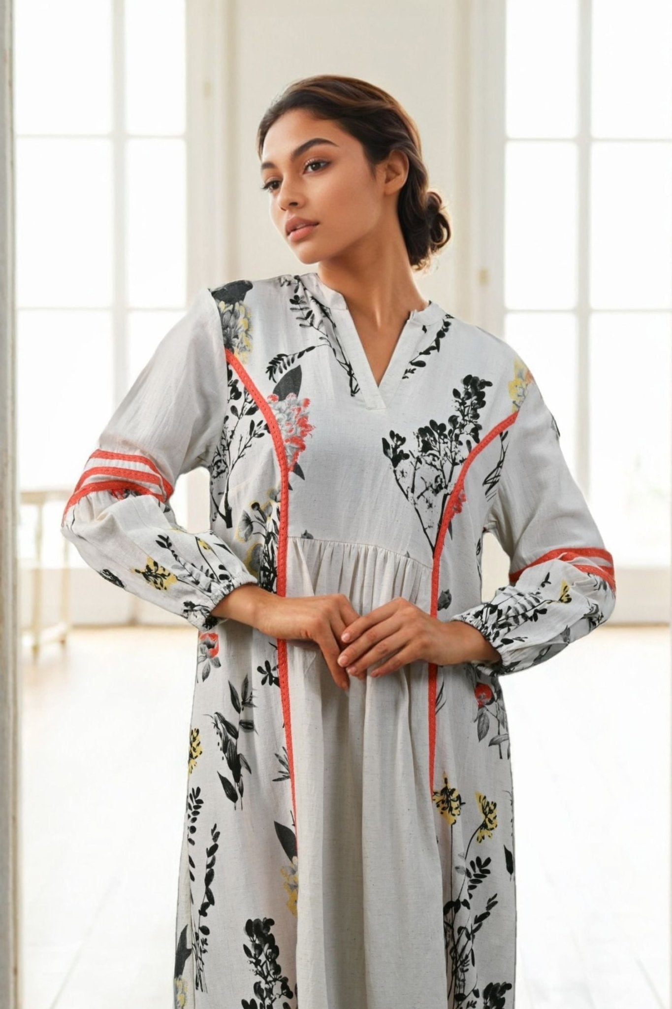 Grey Allure Printed Style Dress - Freyaa USA & Canada